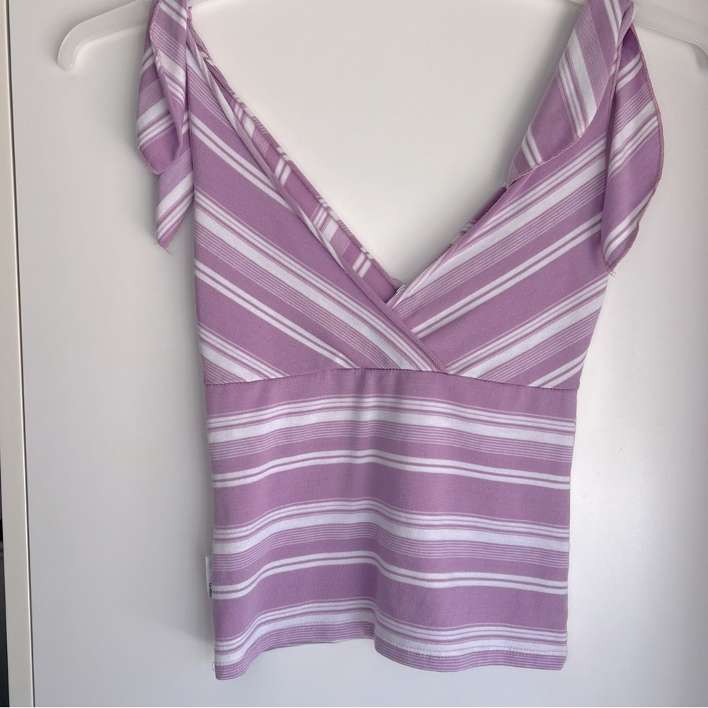 O’Neill Y2K Striped Purple & White Shoulder Tie Tank Top S